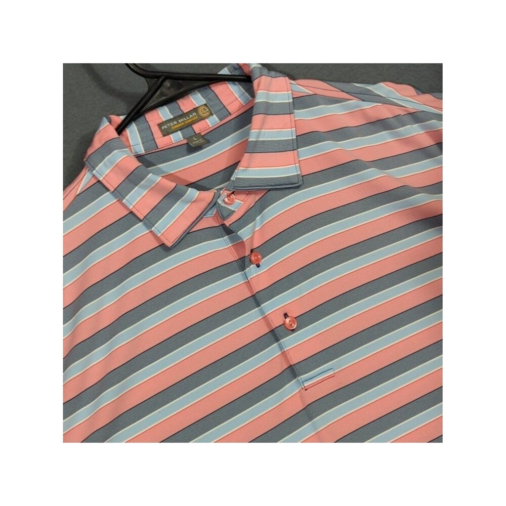 Peter Millar Summer Comfort Polo Shirt Men's L Multi Performance Golf Stretch